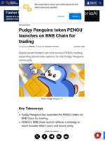 Pudgy Penguins token PENGU launches on BNB Chain for trading