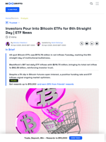 Bitcoin ETFs See 8th Straight Day of Inflows