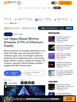 Las Vegas-Based Bitmine Amasses 3.71% of Ethereum Supply – Crypto News Bitcoin News