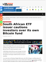 South African ETF issuer cautions investors over its own Bitcoin fund - The Crypto News Wire