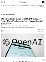 OpenAI Rolls Back ChatGPT Update After User Pushback Over ‘Sycophantic’ Behavior - Decrypt