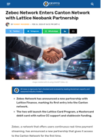 Zebec Network Enters Canton Network with Lattice Partnership