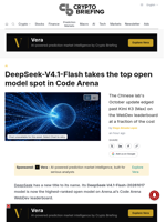 DeepSeek-V4.1-Flash takes the top open model spot in Code Arena