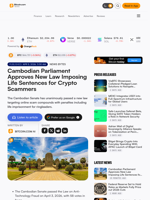 Cambodian Parliament Approves New Law Imposing Life Sentences for Crypto Scammers – News Bytes Bitcoin News