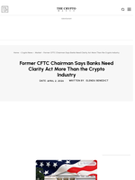 Former CFTC Chairman Says Banks Need Clarity Act More Than the Crypto Industry