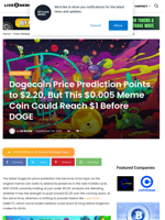 Dogecoin Price Prediction Points to $2.20, But This $0.005 Meme Coin Could Reach $1 Before DOGE | Live Bitcoin News