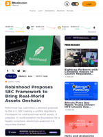 Robinhood Proposes SEC Framework to Bring Real-World Assets Onchain – Crypto News Bitcoin News
