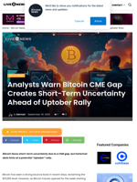 Analysts Warn Bitcoin CME Gap Creates Short-Term Uncertainty Ahead of Uptober Rally | Live Bitcoin News