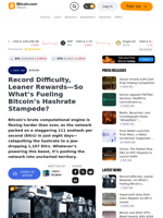 Record Difficulty, Leaner Rewards—So What’s Fueling Bitcoin’s Hashrate Stampede? – Mining Bitcoin News