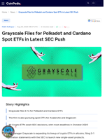 Grayscale Files for Polkadot and Cardano Spot ETFs in Latest SEC Push