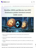 RentStac (RNS) and Bitcoin: how BTC dominance pushes investors toward stable assets - CoinJournal