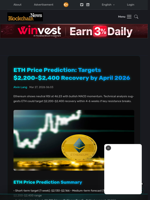 ETH Price Prediction: Targets $2,200-$2,400 Recovery by April 2026 - Blockchain.News