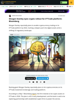 Morgan Stanley eyes crypto rollout for E*Trade platform: Bloomberg