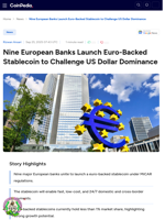 Nine European Banks Launch Euro-Backed Stablecoin to Challenge US Dollar Dominance