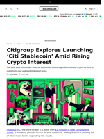 Citigroup Explores Launching ‘Citi Stablecoin’ Amid Rising Crypto Interest - 