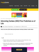 Interesting Cardano (ADA) Price Predictions as of Late