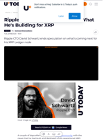 Ripple CTO Back in Code, Here's What He's Building for XRP
