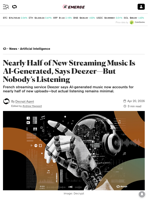 Nearly Half of New Streaming Music Is AI-Generated, Says Deezer—But Nobody’s Listening - Decrypt