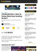 220,000,000 ADA in 1 Week: Do Cardano Whales Know Something We Don't?