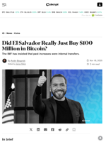 Did El Salvador Really Just Buy $100 Million in Bitcoin? - Decrypt