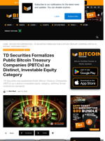 TD Securities Formalizes Public Bitcoin Treasury Companies (PBTCs) As Distinct, Investable Equity Category