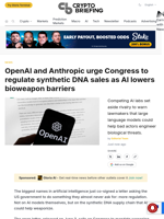 OpenAI and Anthropic urge Congress to regulate synthetic DNA sales as AI lowers bioweapon barriers