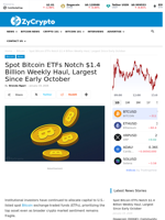Spot Bitcoin ETFs Notch $1.4 Billion Weekly Haul, Largest Since Early October ⋆ ZyCrypto