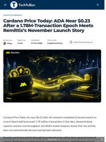 Cardano Price Today: ADA Near $0.23 After a 1.78M-Transaction Epoch Meets Remittix's November Launch Story - TechBullion