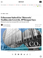 Ethereum Suited for 'Meteoric' Stablecoin Growth, JPMorgan Says - Decrypt