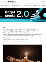 SpaceX's crypto-traded IPO was sharply falling. It now points upward to a $2.4 trillion valuation