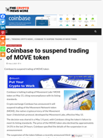 Coinbase to suspend trading of MOVE token - The Crypto News Wire