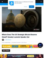 Where Does The US Bitcoin Reserve Stand? Lummis Updates