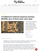 CoreWeave's interest expense reaches $640M, up 2.4 times year-over-year