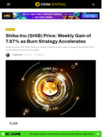 Shiba Inu (SHIB) Price: Weekly Gain of 7.87% as Burn Strategy Accelerates - CoinCentral