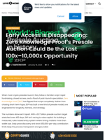 Early Access Is Disappearing: Zero Knowledge Proof’s Presale Auction Could Be the Last 100x–10,000x Opportunity | Live Bitcoin News