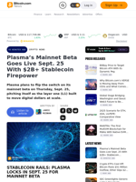 Plasma’s Mainnet Beta Goes Live Sept. 25 With $2B+ Stablecoin Firepower – Crypto News Bitcoin News