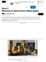 Over 260,000 ETH Deposited to Binance in Short-Term Inflow Spike - U.Today