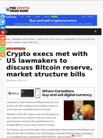 Crypto execs met with US lawmakers to discuss Bitcoin reserve, market structure bills - The Crypto News Wire