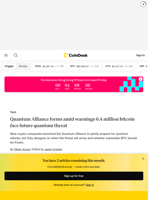 Quantum Alliance forms to defend 6.4 million vulnerable bitcoin against future threats