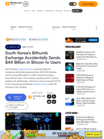 South Korea's Bithumb Exchange Accidentally Sends $44 Billion in Bitcoin to Users – News Bytes Bitcoin News