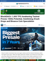 BlockDAG’s 1,400 TPS Awakening Testnet Proves 1000x Potential, Outshining ZCash Drops and Binance Coin Speculation