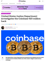 United States Justice Department investigates the Coinbase $20 million hack - Coinfea