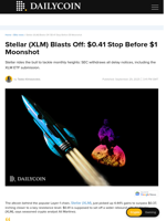 Stellar (XLM) Blasts Off: $0.41 Stop Before $1 Moonshot - DailyCoin