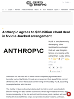 Anthropic agrees to $35 billion cloud deal in Nvidia-backed arrangement