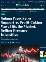 Solana Faces $200 Support As Profit-Taking Wave Hits the Market; Selling Pressure Intensifies - Crypto Daily