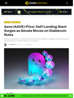 Aave (AAVE) Price: DeFi Lending Giant Surges as Senate Moves on Stablecoin Rules - CoinCentral