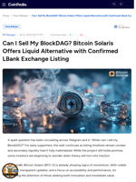 Can I Sell My BlockDAG? Bitcoin Solaris Offers Liquid Alternative with Confirmed LBank Exchange Listing
