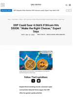 XRP Could Soar 4,066% If Bitcoin Hits $500K: “Make the Right Choices,” Expert Says