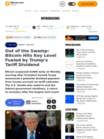 Out of the Swamp: Bitcoin Hits Key Level Fueled by Trump's Tariff Dividend – Market Updates Bitcoin News