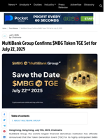 MultiBank Group Confirms $MBG Token TGE Set for July 22, 2025